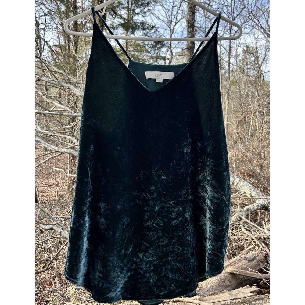 Velvet Forest Green Flowy Tank Top Fairy Whimsygoth Classic Womens Size M Loft